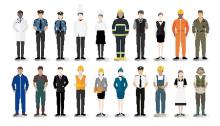 lavoratori e lavoratrici nelle diverse professioni (illustrazione Rawpixel per freepik.com)