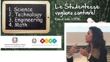 Il banner ministeriale del progetto STEM. In basso a destra Silvia Cavallarin